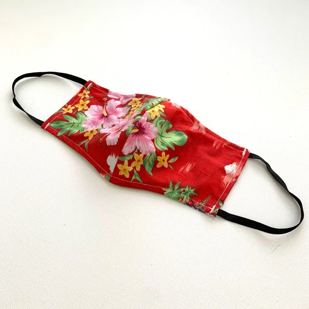 NEW Handmade Red Moment in Paradise Print Face Mask
